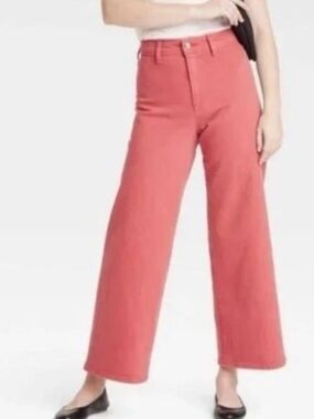 Universal Thread Women 16 Light Red Denim High Rise Sailor Wide Leg Jeans NWT
